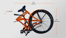 Folded Bazooka Bike Folding Cruiser in orange - California 3 Model with 3 Speed Shimano internal Hub and Gates Belt Drive