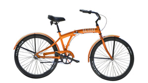 Folding beach cruiser bicycle with beld drive orange color